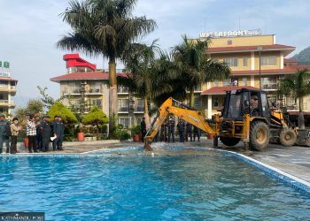 Police and Machinery Sent to Reclaim Phewa Lake Area