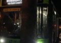 Suspects Flee After Bus Crashes in Rock-Attack Incident