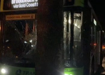Suspects Flee After Bus Crashes in Rock-Attack Incident