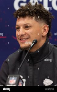 feb-5-2024-las-vegas-nv-usa-kansas-city-chiefs-quarterback-patrick-mahomes-15-smiles-during-opening-night-for-super-bowl-lviii-at-allegiant-stadium-mandatory-credit-stan-szeto-image-of-sport-2WH50KD.jpg
